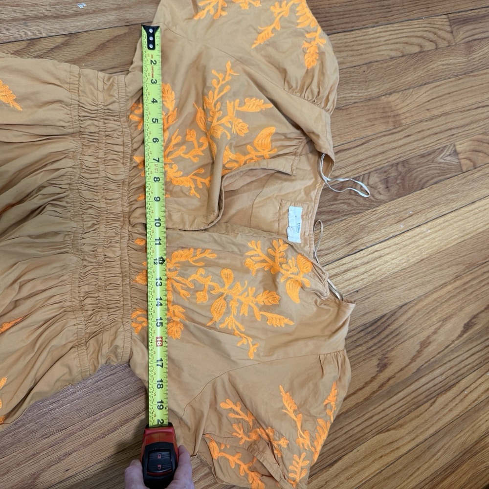 Anthropologie The Somerset Maxi Dress in Embroidered Edition Tan Orange 1X - Picture 9 of 9